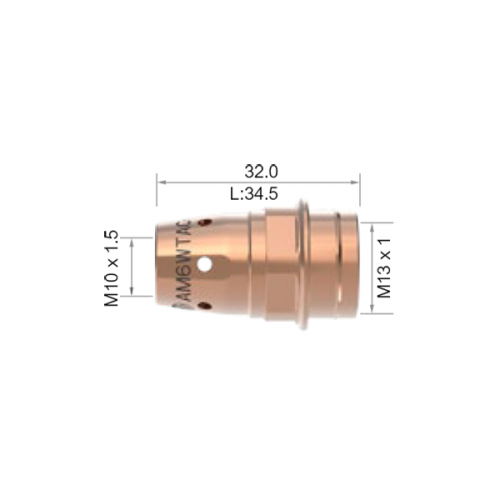 Держатель наконечника горелки PARKER M6W (усиленный, М10x32.0 мм, медь)