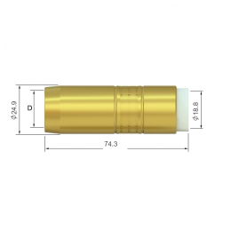 Сопло газовое для горелки PARKER BN/BNQ 400E (коническое, латунное, D19.0/74.3/2.95мм, упак. - 5 шт.)