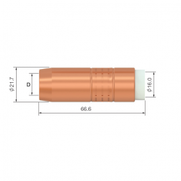 Сопло газовое для горелки PARKER BN/BNQ 400E (HD, коническое, медное, D19.0/74.3/2.95мм, упак. - 5 шт.)