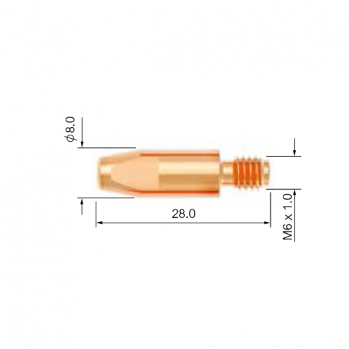 Контактный наконечник PARKER (М6x28мм, ECU, d=0.8мм, упак.-25 шт.)