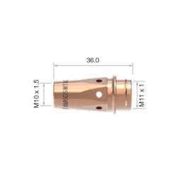 Держатель наконечника горелки PARKER M6OSW (усиленный, М10x1.5/36.0мм/M11x1, медь)