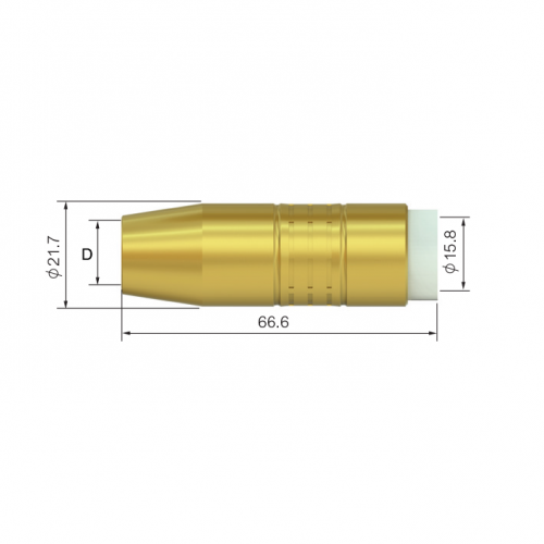 Сопло газовое для горелки PARKER BN/BNQ 400E (сильно коническое, латунное, D12.7/66.6/2.85мм, упак. - 5 шт.)