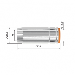 Сопло газовое для горелки PARKER SGB2500 (для точечной сварки, D18.0/57.5/1.75мм, упак. - 5 шт.)