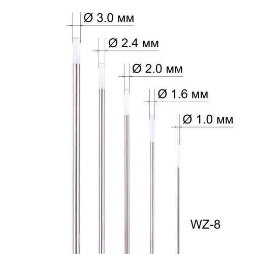 Набор вольфрамовых электродов FoxWeld WZ-8 (d=1.0-3.0 мм, упаковка 5 шт.)