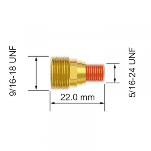 Корпус цанги горелки PARKER DGT/SGT 9/20/125M/225F (1.0x22.0 мм, газ.линза, упаковка 5 шт.)