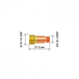 Держатель цанги Parker (d=3.0x27.0 мм, 9/16"-18 UNF / 3/8-32 UNEF, короткая газ.линза, упаковка 5 шт.)