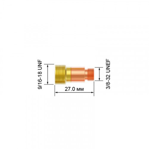 Держатель цанги Parker (d=3.0x27.0 мм, 9/16"-18 UNF / 3/8-32 UNEF, короткая газ.линза, упаковка 5 шт.)