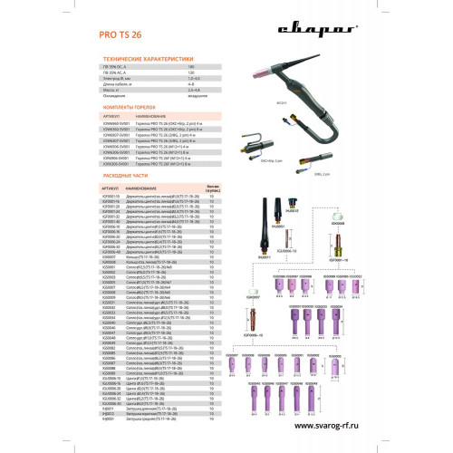 Горелка аргонодуговая Сварог PRO TS 26 TIG 160/200 AC/DC (4м, ОКС+б/р, 2 pin)